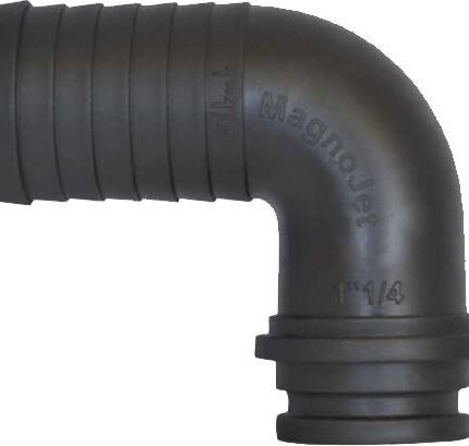 M637/2C Conexión curva 90° con anillo para manguera 3/4". 1 pieza.